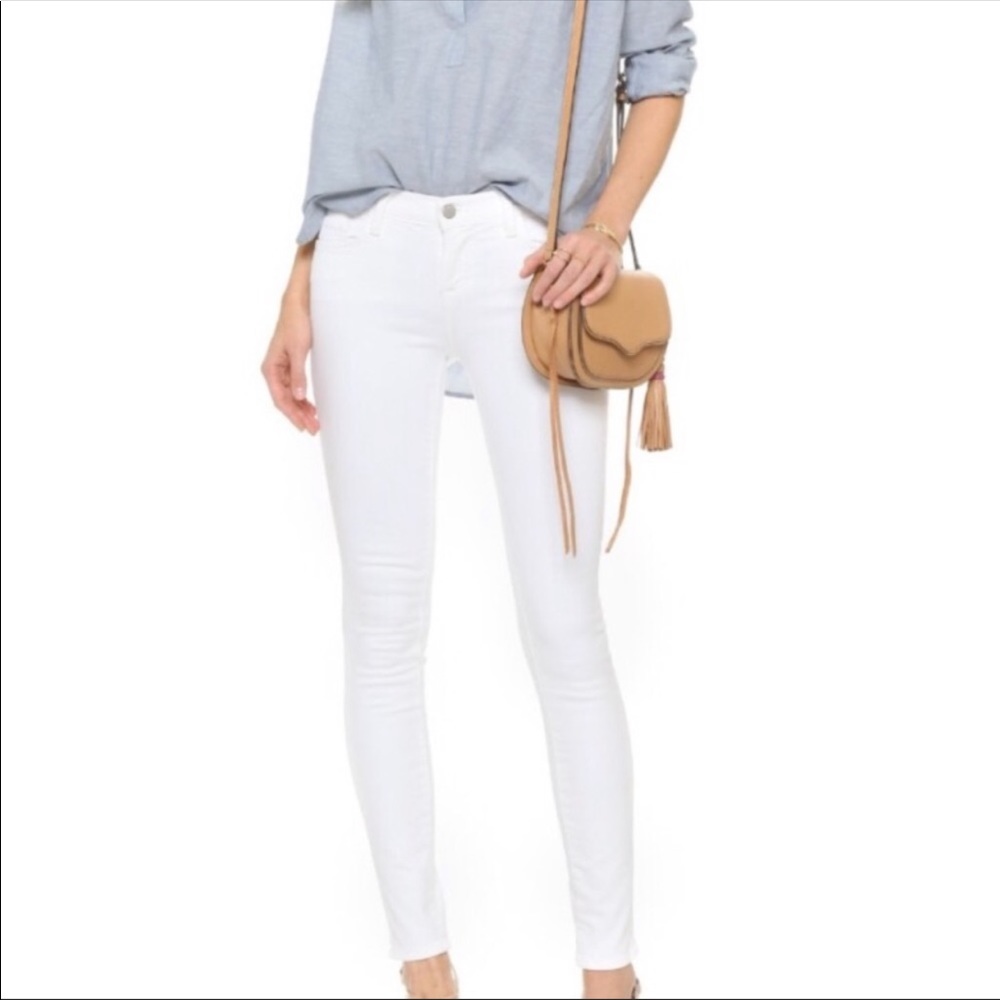J Brand White Mid-Rise Skinny Jeans